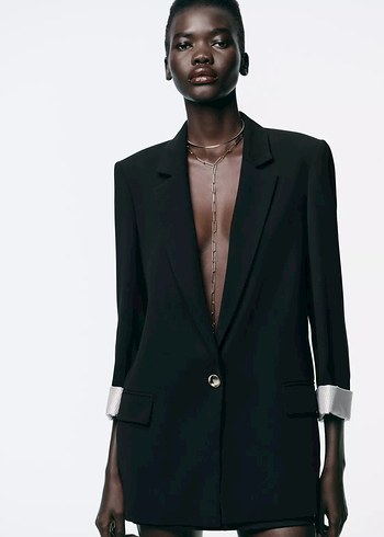 m Beden Siyah Mini Kadın Blazer Ceket
