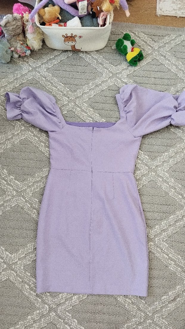 Mor Straplez Midi Elbise - Görsel 2