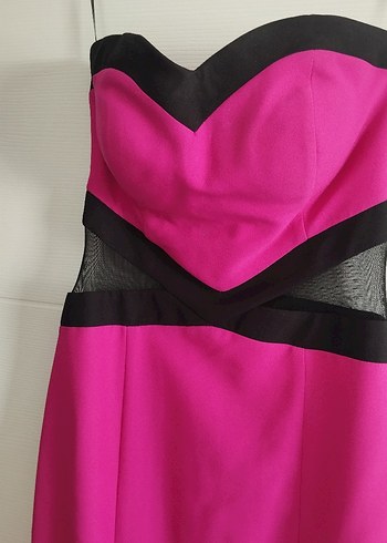 Pembe Straplez Uzun Abiye Elbise - Görsel 2