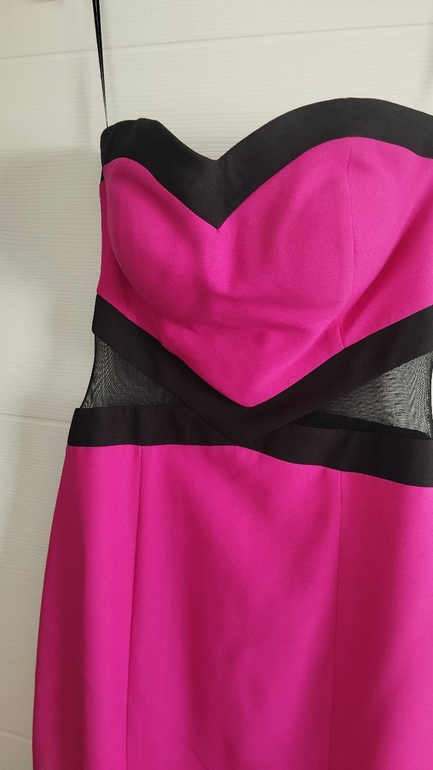 Pembe Straplez Uzun Abiye Elbise - Görsel 2