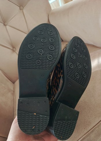 Zara Leopar Desenli Örgü Detaylı Kahverengi Bot