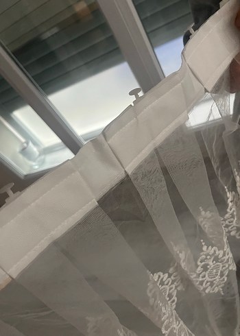 Sim nakışlı güpürlü Beyaz tül Perde - Görsel 6