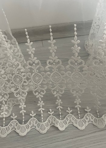 Sim nakışlı güpürlü Beyaz tül Perde - Görsel 4