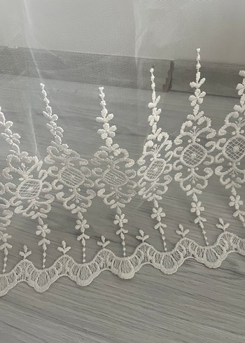 Sim nakışlı güpürlü Beyaz tül Perde - Görsel 5