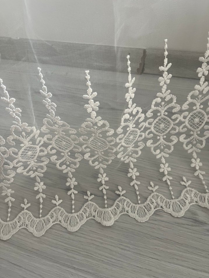 Sim nakışlı güpürlü Beyaz tül Perde - Görsel 5