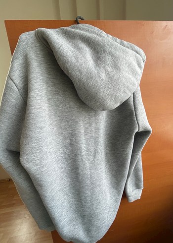 Gri Kapüşonlu Salaş Sweatshirt - Görsel 2