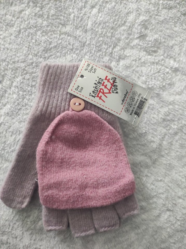 Bohem Tarz Gri Örgü Kadın Eldiven - Görsel 2