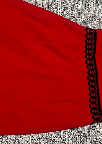 Nakışlı Kırmızı elbise - Görsel 9