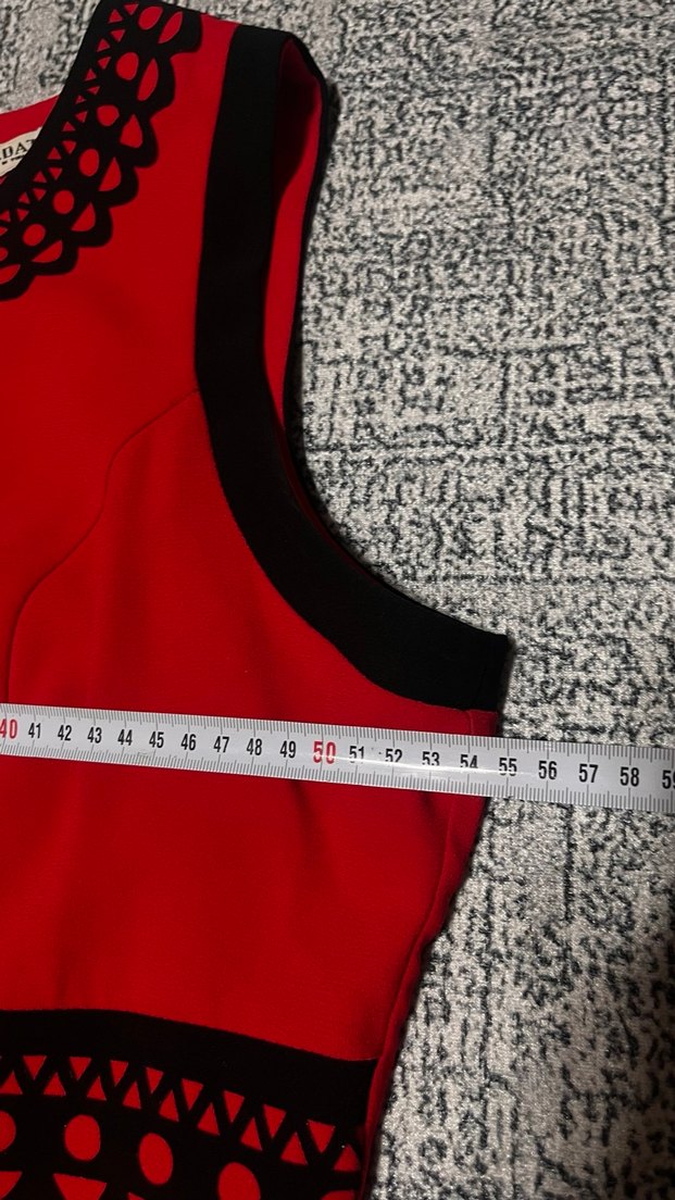 Nakışlı Kırmızı elbise - Görsel 5