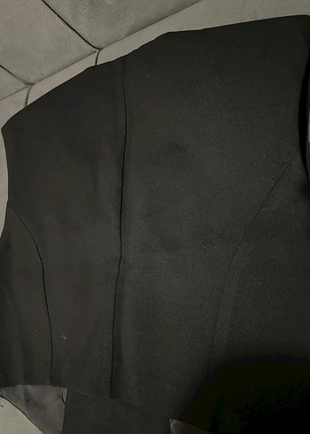 s Beden Düğmeli Siyah Kadın Blazer Yelek