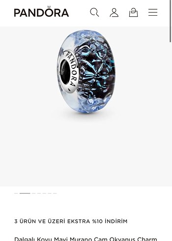 Pandora Mavi Okyanus Murano Charm - Görsel 5
