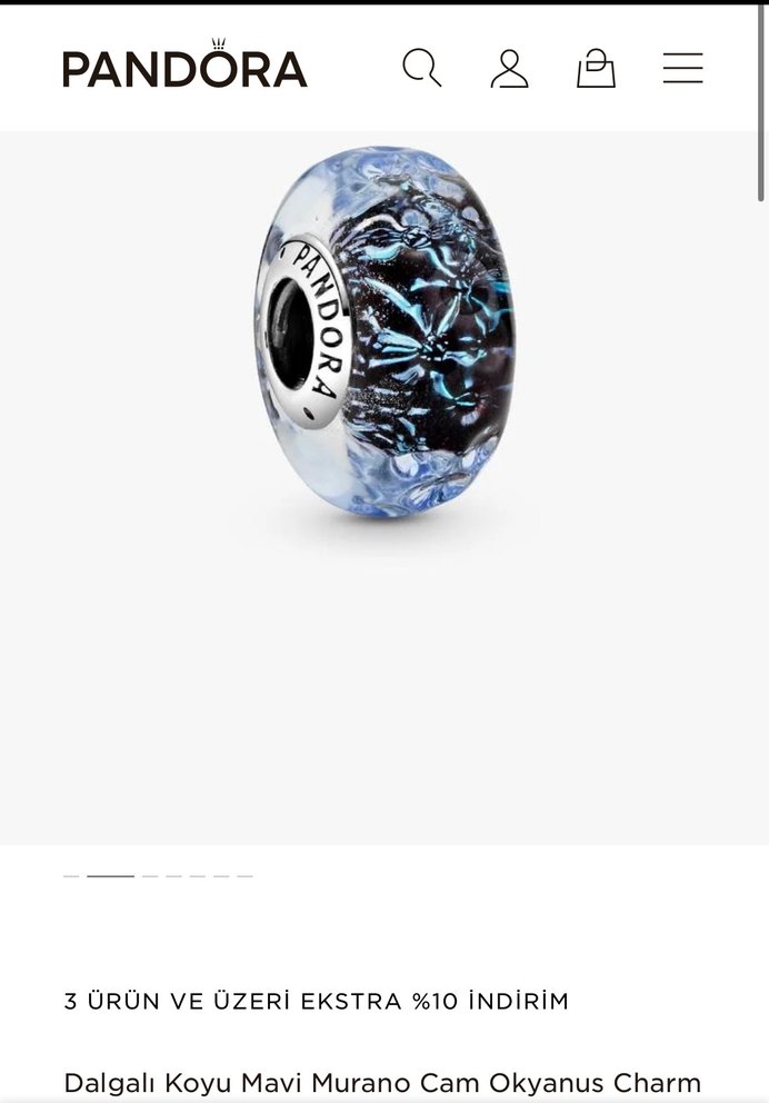 Pandora Mavi Okyanus Murano Charm - Görsel 5