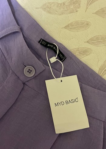 m Beden Mor Keten Kadın Pantolon
