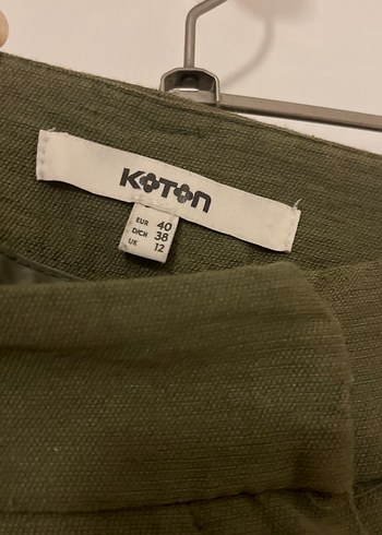 Koton Kadın Haki Keten Kemerli Midi Şort