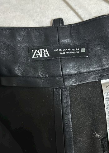 xs Beden Zara Kadın Siyah Deri Pantolon