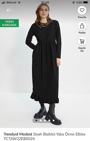 Siyah trendyol modest elbise hiç giyilmedi