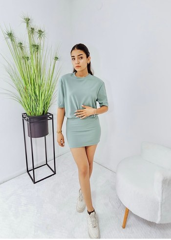 Diğer Kısa Kollu Mini Loose Fit Elbise