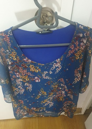 l Beden mor Renk Düğmeli Mor Kısa Kollu Keten Bluz