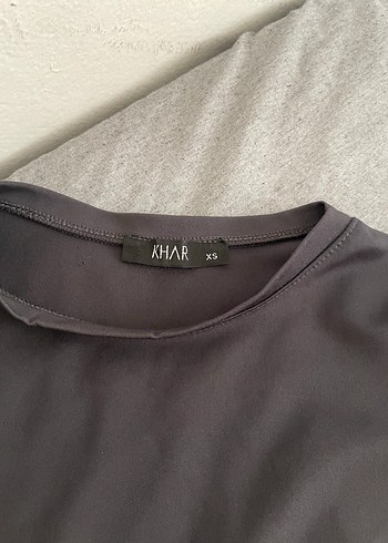 xs Beden Deri grimsi Midi Elbise, Kısa Kollu, Yüksek Yaka