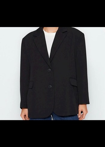 Düğmeli Siyah Kadın Blazer