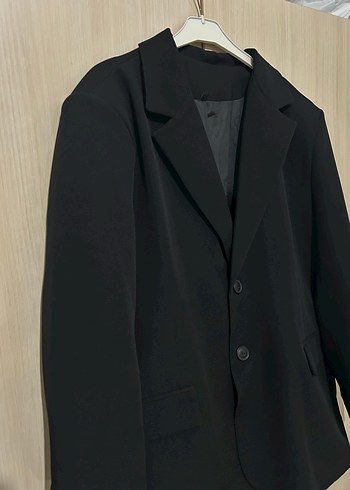 xl Beden Düğmeli Siyah Kadın Blazer