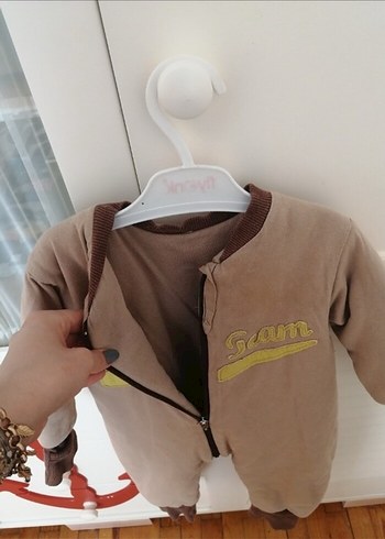 Kahverengi Fermuarlı Bebek Tulumu - Görsel 4