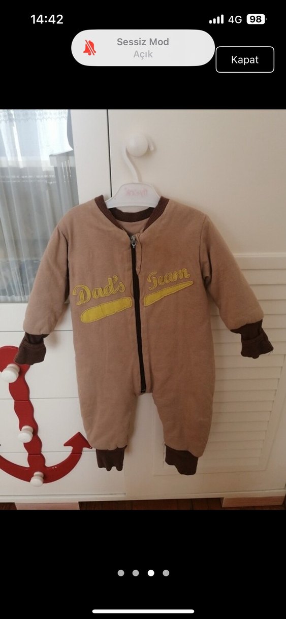 Kahverengi Fermuarlı Bebek Tulumu - Görsel 3
