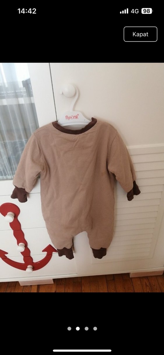 Kahverengi Fermuarlı Bebek Tulumu - Görsel 2