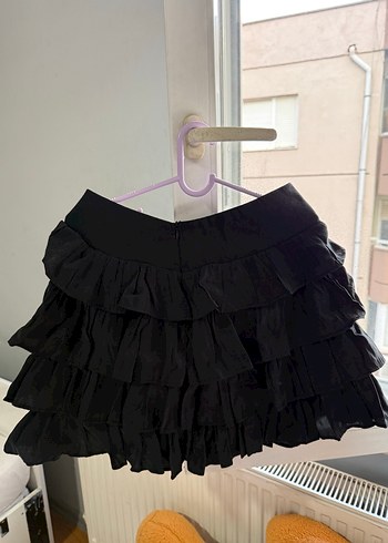 Kadın Siyah Mini Volanlı Etek - Görsel 2