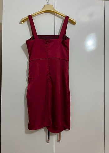 Trendyol & Milla Bordo Drapeli Midi Kadın Abiye Elbise