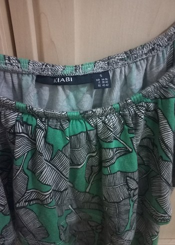 Yeşil Gri Fırfırlı Straplez Mini Bluz - Görsel 2