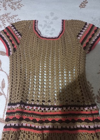 Kadın Bohem Örgü Uzun Elbise - Görsel 2