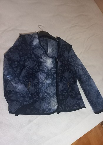 Kadın Mavi Batik Desenli Denim Ceket - Görsel 3