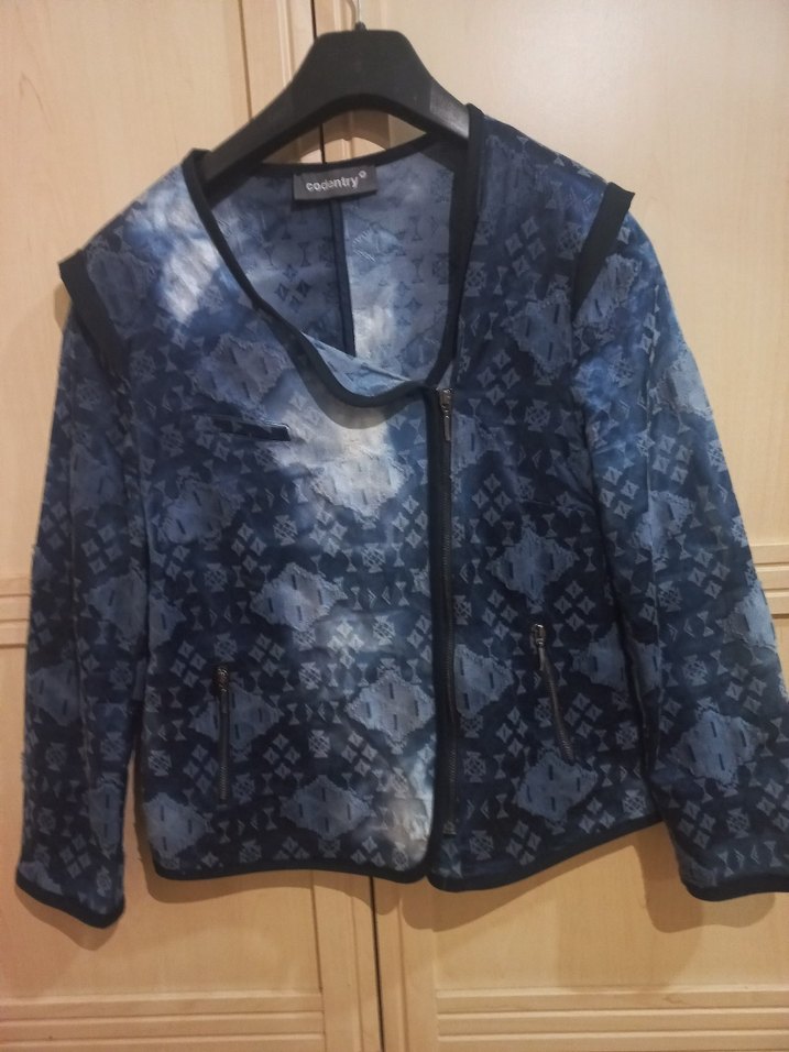 Kadın Mavi Batik Desenli Denim Ceket - Görsel 4