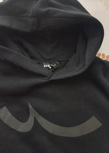 Kadın Siyah Kapüşonlu Sweatshirt _ltb - Görsel 2