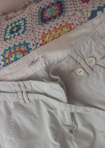 bej Kadın Pamuklu Kemerli Pantolon - Görsel 5