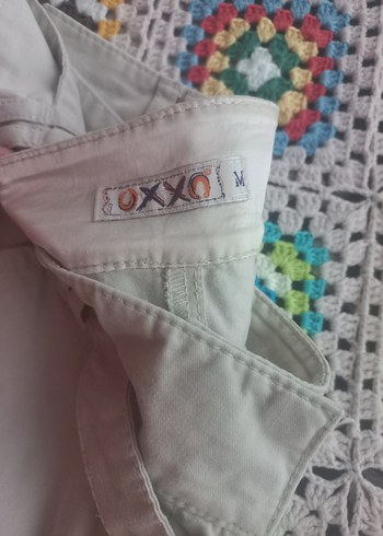 bej Kadın Pamuklu Kemerli Pantolon - Görsel 2