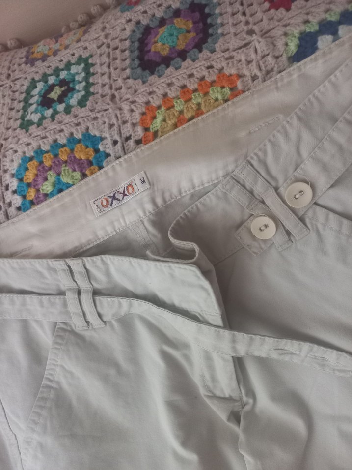 bej Kadın Pamuklu Kemerli Pantolon - Görsel 5