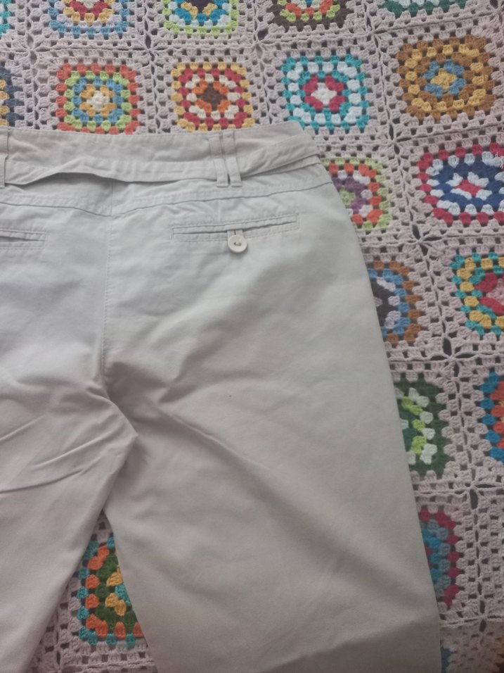 bej Kadın Pamuklu Kemerli Pantolon - Görsel 3