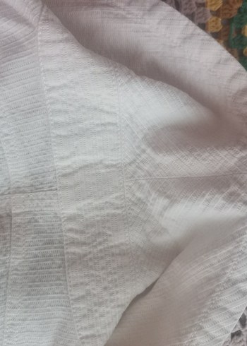 Düğmeli Beyaz Keten Kadın Blazer - Görsel 5