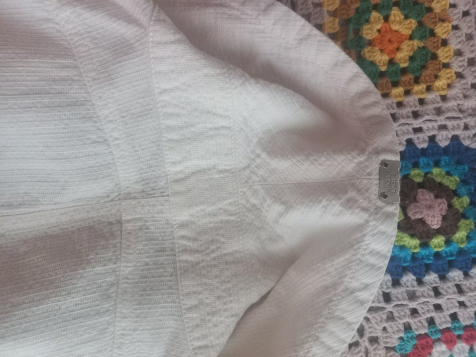 Düğmeli Beyaz Keten Kadın Blazer - Görsel 5