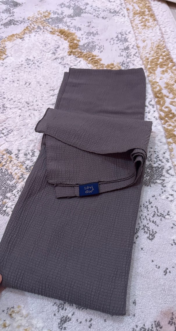 Gri Keten Kadın Pilili Bohem Şal - Görsel 2