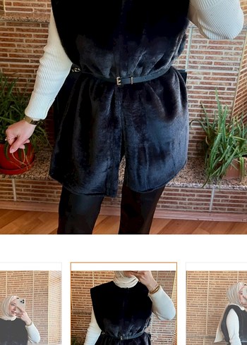 Siyah  Klasik Kolsuz Kadın Yelek - Görsel 2