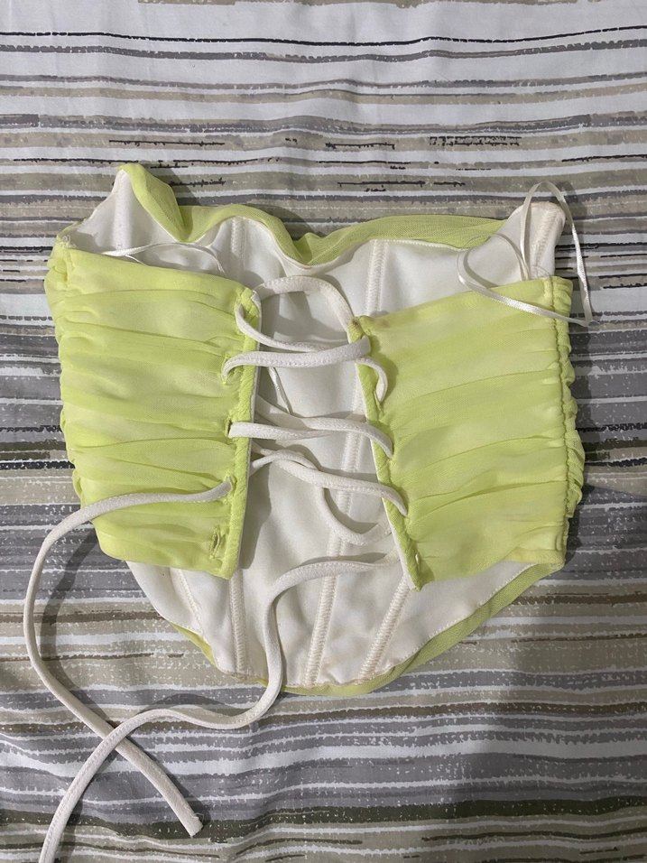 Sarı Pilili Straplez Mini Büstiyer - Görsel 2