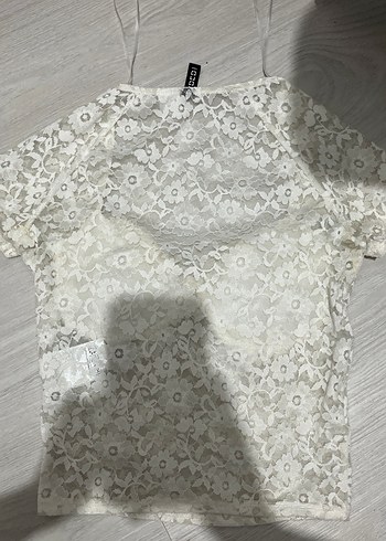 Dantel Detaylı Beyaz Mini Büstiyer - Görsel 5