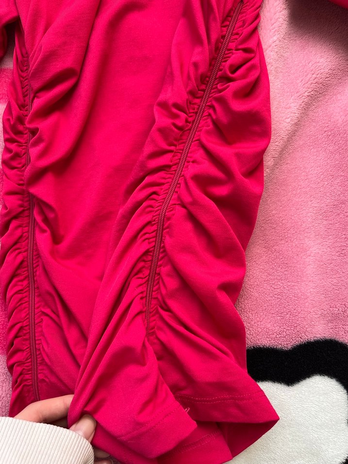 Pembe Drapeli Uzun Hamile Spor Üstü - Görsel 4