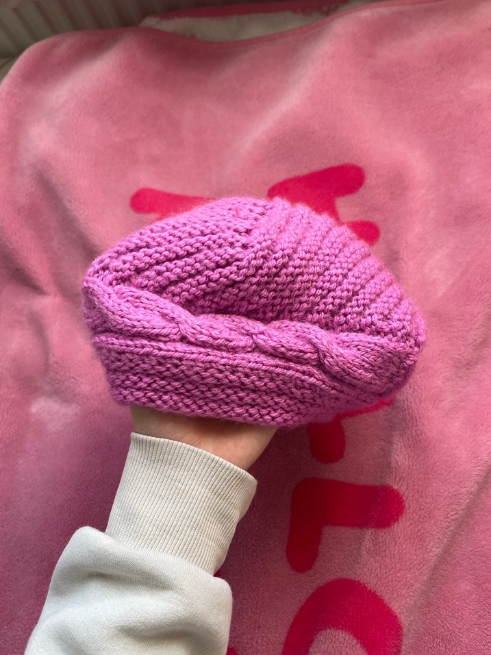 Pembe Örgü Kadın Bere - Görsel 2