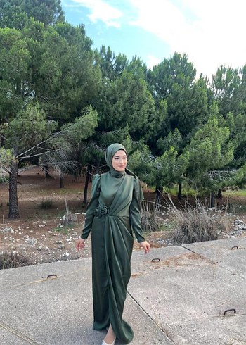 Henna Gelinlik Şık Drapeli Uzun Kadın Elbisesi