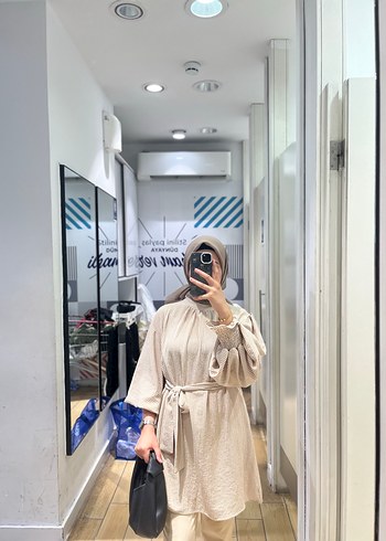 Armine Camel Renkli Katlı Kadın Tunik