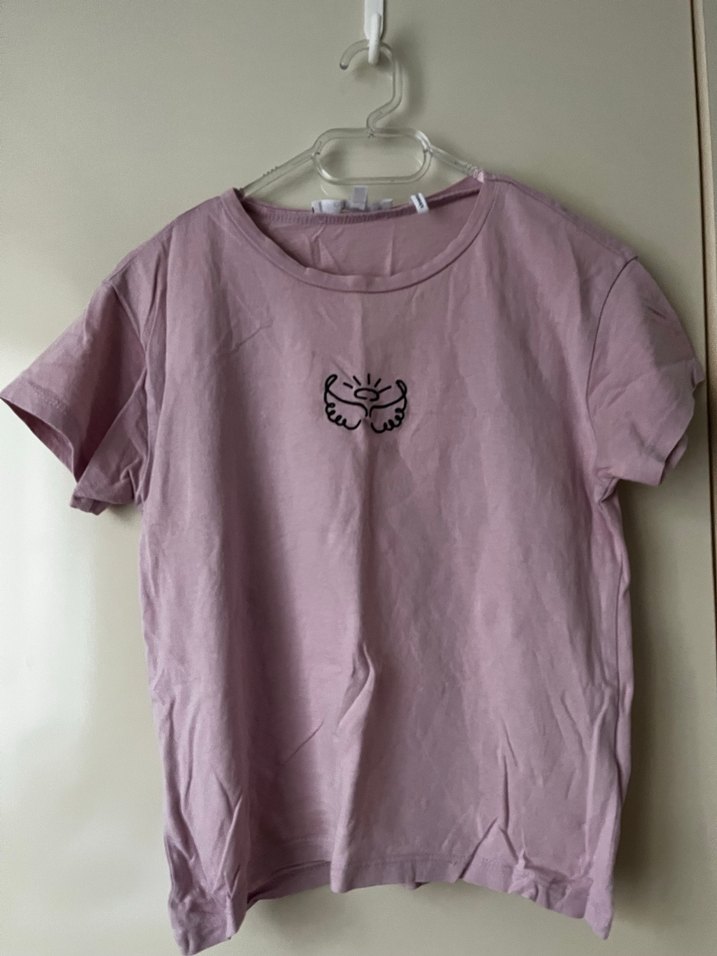 Pembe Kısa Kollu Baskılı Kadın Tişört - Görsel 3